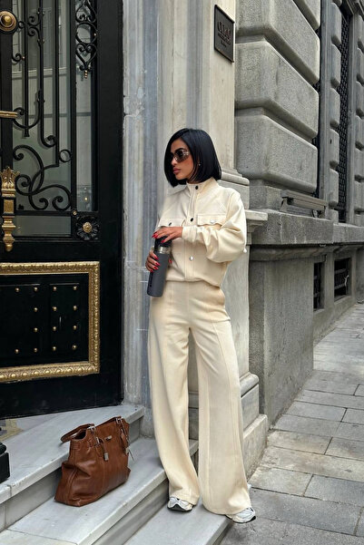 Love Fab Double Pocket Snap Fastener Reverse Stitching Pants Tracksuit Set