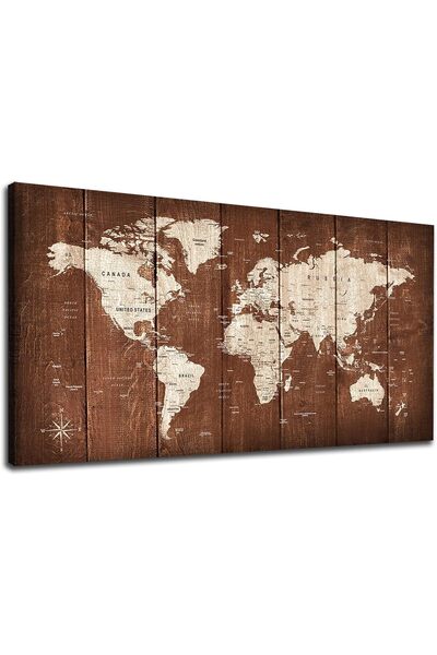 BPA ® World Map Canvas Wall Art for Living Room Wall Decor Vintage Map of World Canvas Pictures Retr