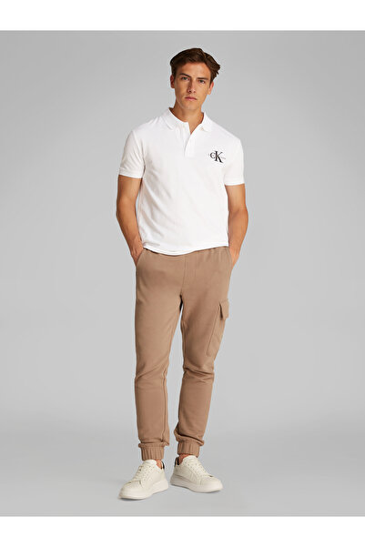 Calvin Klein Men Bright White Short Sleeve Monologo Polo T-Shirt