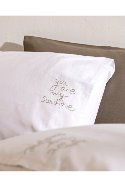 Madame Coco Amour 100% Cotton 2-Piece Pillowcase - White/Grey