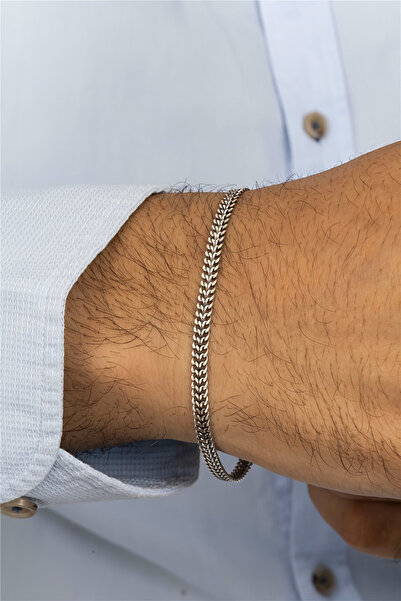 Ay Kuyumculuk Ezme Örgü Erkek Gümüş Bileklik