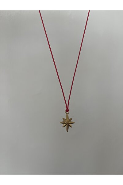 Hoop jewelery kırmızı ip çelik kutup yıldızı kolye