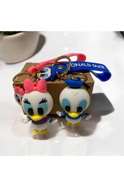 ÇERÇİ MELEK Donald and Daisy Duck Set of 2 Mini Keychains and Bag Charms (7 cm)