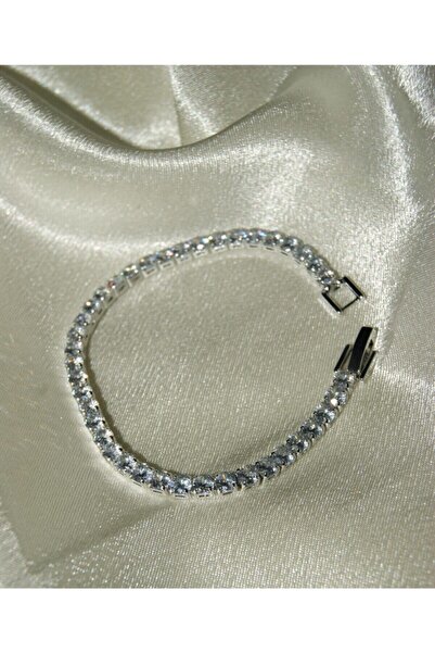 ismim bijuteri Women's Steel Square Cut Waterway Silver Bracelet