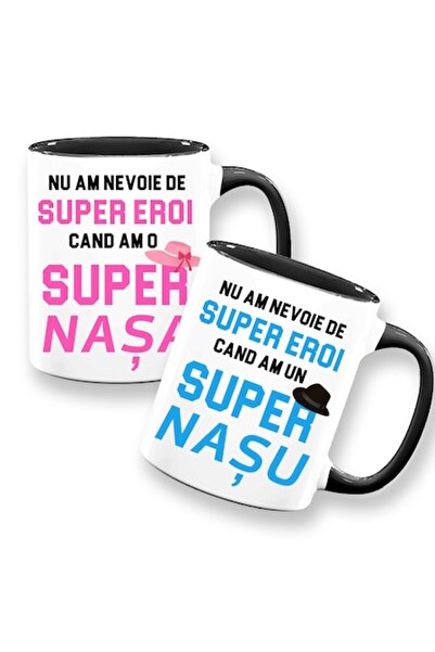 OEM Set 2 personalized mugs with message: 'Super godmother, super godfather', Betaprint, model 2, white