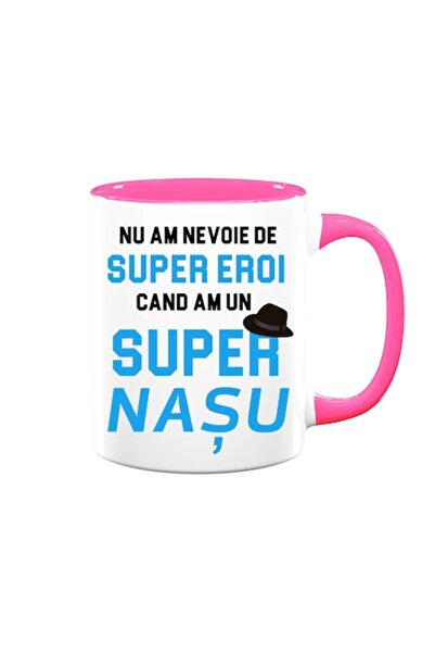 OEM Cană personalizată cu mesaj: „Super Nașul”, Betaprint, model albastru, al...