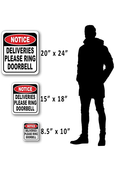 BPA ® إشعار التسليمات يرجى رن جرس الباب لافتة خارجية من الألومنيوم المركب 21.6 × 25.4 سم