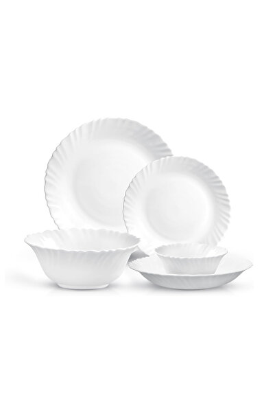 Cuisine Art CuisineArt ORA MIA 18Pc White Opalware Dinnerset - 4 Plates, QuarterPlates, SoupBowls&2 ServingBowls