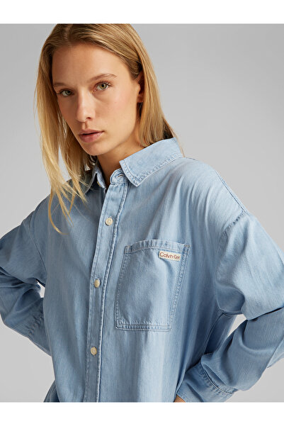 Calvin Klein Women Denim Medium Relaxed Fit Long Sleeve Denim Shirt Dress