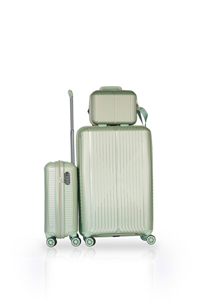 GROUND Sirius Büyük ve Kabin Boy Valiz + Makyaj Çantası - Mint Yeşili - 10728