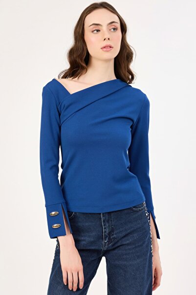 FEVER Asimetrik yakalı likralı bluz