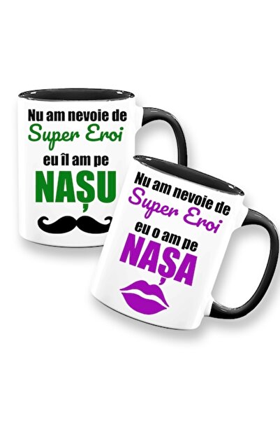 OEM Set 2 căni personalizate pentru nași, mesaj: „Nu am nevoie de supereroi.....