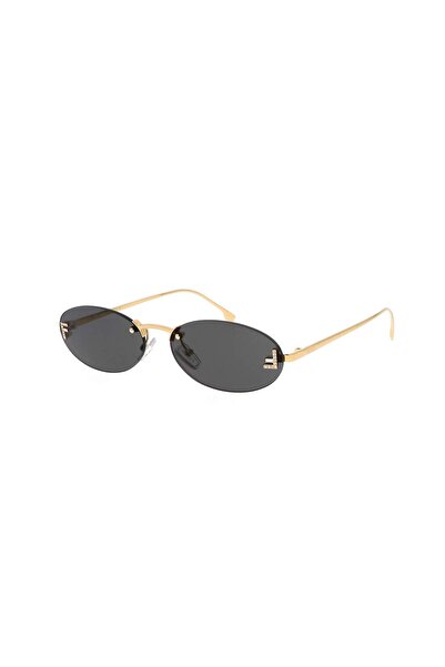 Fendi First Crystal FE 4075US 30A Ochelari de Soare Ovali, Cadru Auriu, Lentile Gri