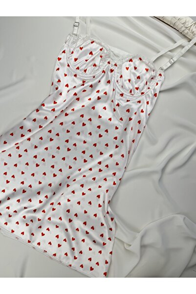 ROZENİN LINGERIE Balenli Saten Ayarlanabilir Askılı Dantelli Gecelik (BABYDOLL)