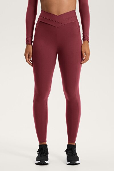 Oysho Comfortlux V-waist ankle-length leggings with ribbed detail