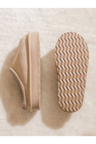 LC Waikiki Beige Suede Look Girls' Home Shoes