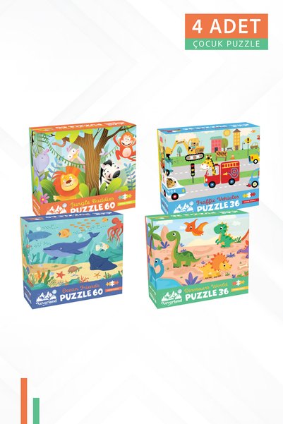 Neverland 4 Different 36 Piece and 60 Piece Children's Puzzles