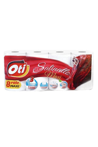 Oti Satinatto Maxi – Hartie igienica alba decor, 3 straturi, 8 role