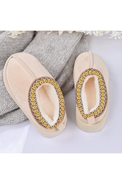 Tmall Papuci pentru copii, din piele intoarsă, prietenoasă cu mediul, cu îmbrăcăminte, PC07, bej