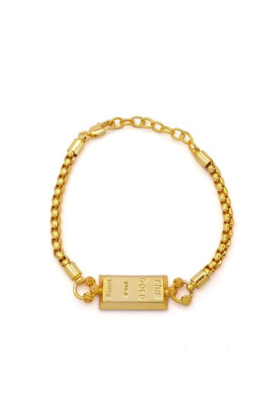 FerizZ İmitasyon Altın Kaplama Çizgili Figaro Desenli Külçe Bileklik BLK-1156