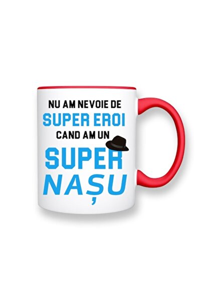 OEM Cană personalizată cu mesaj: „Super nasu”, Betaprint, model albastru, alb...