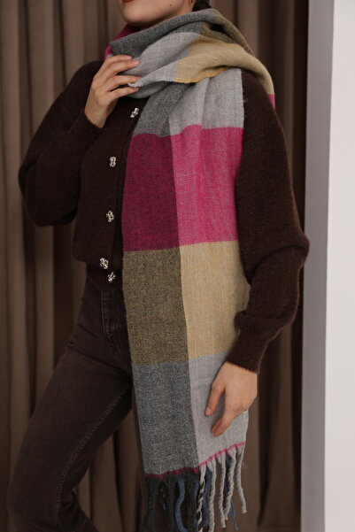 Jack Ferrero Örme kumaş Düz kesim Püsküllü bitiş Yumuşak Dokulu Kadın Atkı Şal Omuz Şalı 190.0x50.0 cm.