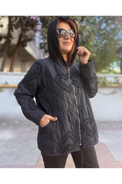 DenizEge Яке с детайл от марля в цвят тъмно син