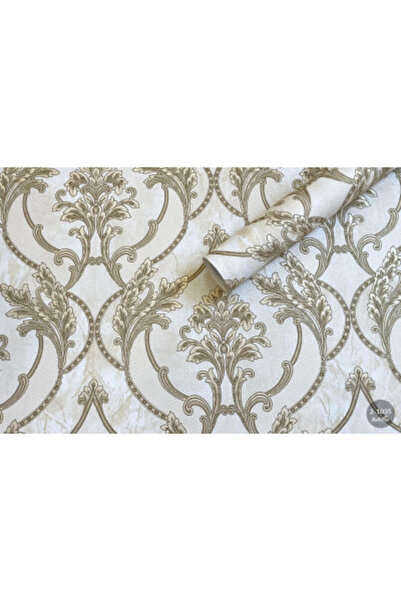 MallDeco Tapet vinil pentru dormitor, baroc auriu, model Aron