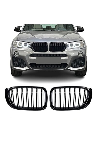 AutoUp Grile duble pentru BMW X3 X4 F25 F26, 2014-2017 - Negru lucios