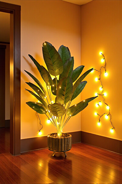 SY Vista Starliçe - Yapay Starliçe - LEDLİ - 18 Yaprak Ahsap Saksılı 90 cm
