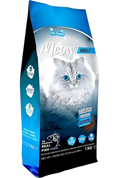 Pet Steps Meow Adult Cat Food Real Fish Dry 1kg 12 Pcs