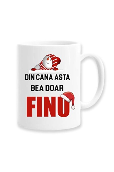 OEM Personalized Mug for Fin with Message: 'Only finu drinks from this cup', Betaprint, Christmas Model, White