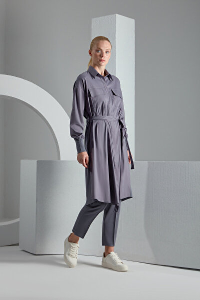 MISS DALIDA T23K-3003 Triko Detaylı Uzun Gömlek PILA-BULLET