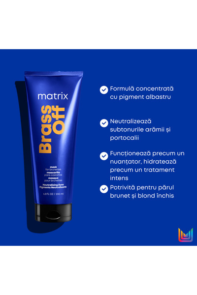Matrix ,Brass Off,Professional Hair Mask For Brunette Hair,To Neutralize Warm Tones,200 ml
