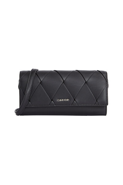 Calvin Klein Women Black Convertible Woven Wallet Bag