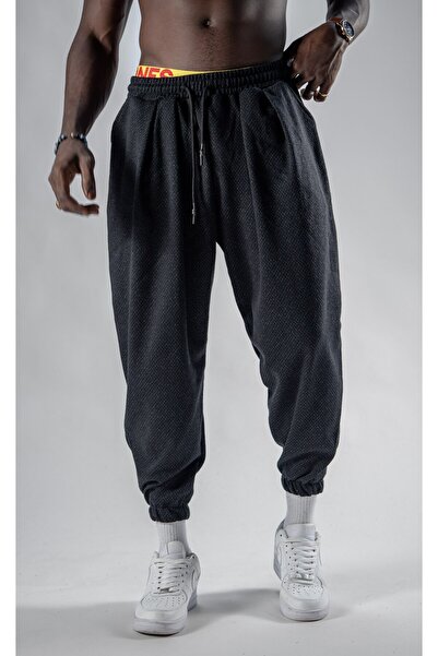 Superbluemexico Unisex Jacquard Patterned Pleated Baggy Trousers