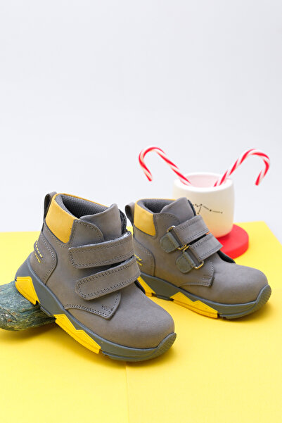 lina step Hakiki Deri Ortopedik Kaymaz Taban Su Geçirmez Cırtlı Erkek Bebek Bot