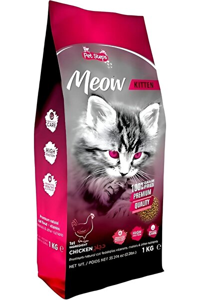 Pet Steps Meow Kitten Food – Real Chicken Recipe, 1 Kg – Nutrient-Rich, Protein-Packed Dry Food for Growing Kit