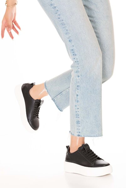 Gondol Hakiki Deri Anatomik Taban Spor Ayakkabı Alessandora Siyah B.T.