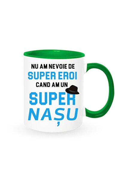 OEM Cană personalizată cu mesaj: „Super Nașul”, Betaprint, model albastru, al...