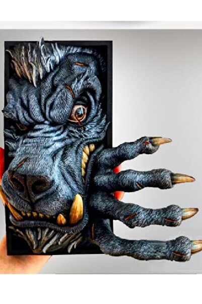 Yaratıcı sanatlar atölyesi Werewolf 3D Book Holder Book Stand Book Nook Stone...