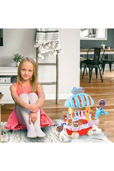 KAKİ Music Bbq Food Cart Kids Bbq Cart with Wheels Rotating
