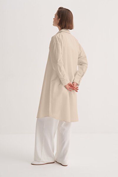 EBU Prive Women's Organic Cotton Long Basic Shirt Beige