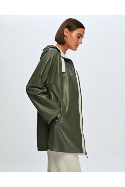 MISS DALIDA T24K-8006 Triko Astarlı Deri Ceket KHAKİ