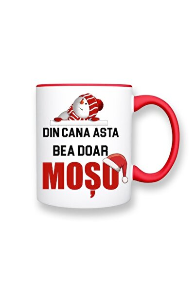 OEM Cană de Crăciun personalizată pentru Moș Crăciun cu interior roșu, 330 ml