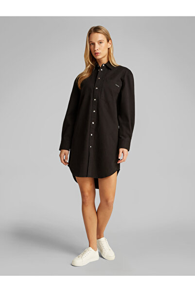 Calvin Klein Women Black Cotton Relaxed Shirt Dress