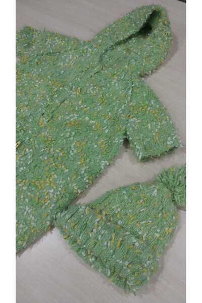 Papatyam Hand Knitted/Hoodie and Hat Set/Needlework Baby Vest Handmade Baby Children Knitted Vest//