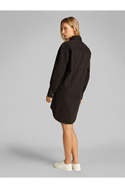 Calvin Klein Women Black Cotton Relaxed Shirt Dress