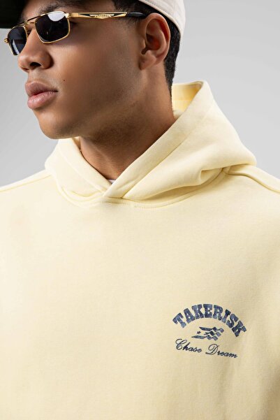 VAMOSCLO Oversize Washable Boxy Fit Hooded Sweatshirt Yellow