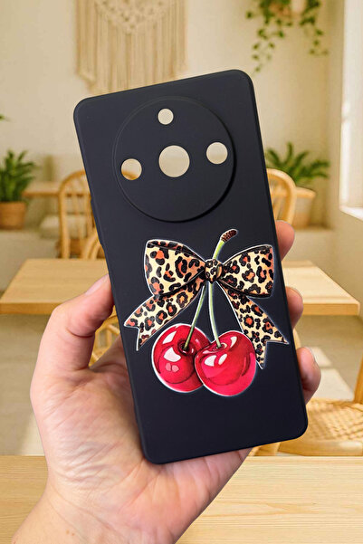 Vip Case REALME 11 Pro Uyumlu Kiraz Leopar Fiyonk Desenli Silikon Darbe Emici Rubber Kılıf